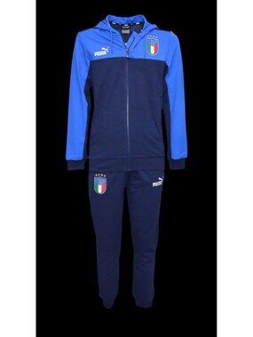 Puma Italia FIGC Mens Med  Blue & Navy Full-Zip Hoodie Jogger Tracksuit Set HTF